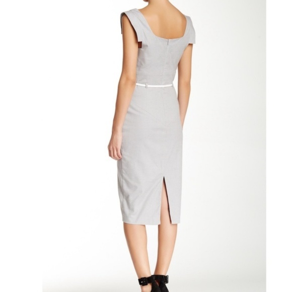 Black Halo White Black Pin Stripe Jackie O Draped - Picture 5 of 8